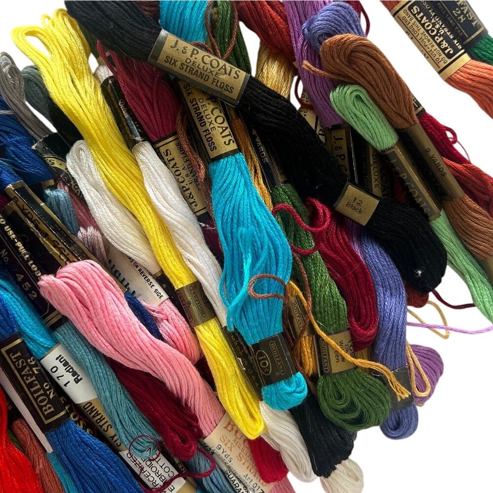 Vintage Embroidery Floss Lot 99 Skeins J&P Coats Bucilla American Thread Cotton - Picture 6 of 6